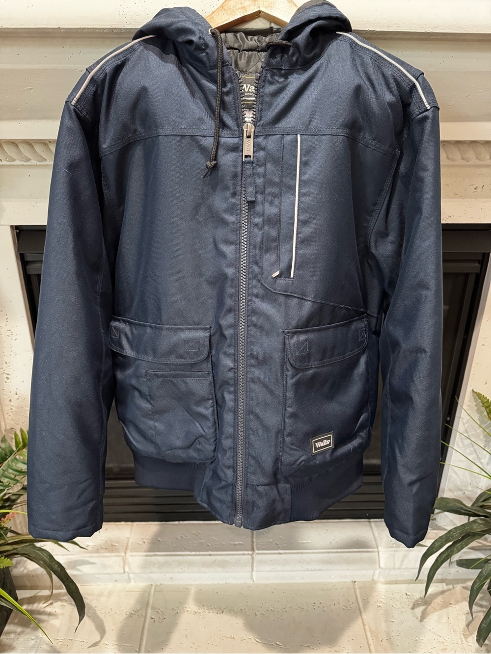Walls Men's Navy Blue Bomber Jacket with Hood